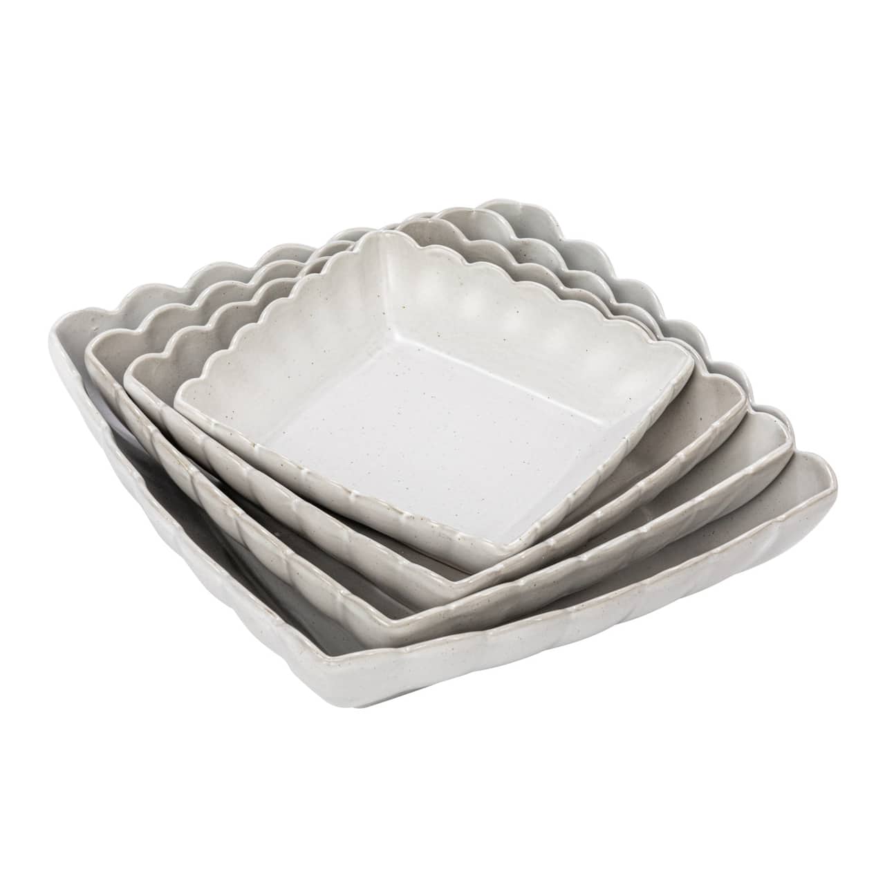 Hello Honey® Matte White Square Stoneware Scalloped Edge Serving Dish Set